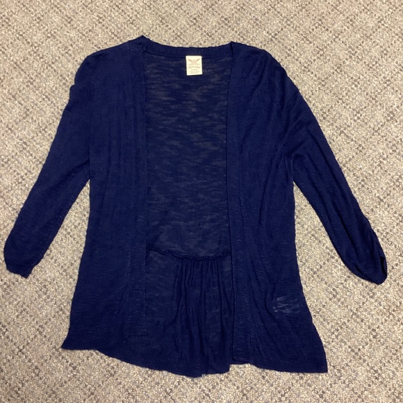 Faded Glory Navy Blue 3/4 Sleeve Open Front Knit Cardigan * Size Small (4-6) - Picture 1 of 9